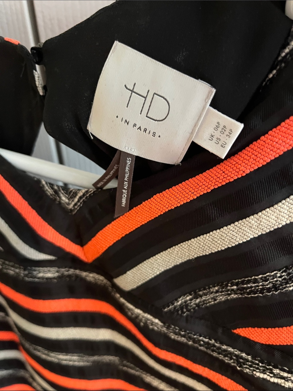Black, white, and orange horizontal striped tank top - Picture 3 of 3